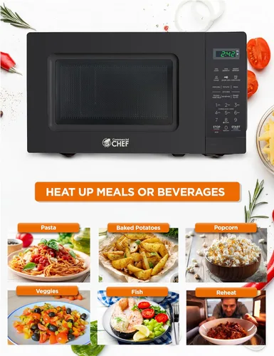 Vista 2 de Microondas Commercial CHEF de 0.7 pies cúbicos con 10 niveles de potencia, microondas de 700 W con pantalla digital, con cerradura de seguridad