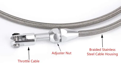 Vista 4 de Kit de cable de acelerador LS trenzado de acero inoxidable de 36", cable de acelerador ajustable compatible con motor Chevrolet/Chevy LS1 97-07 4.8L