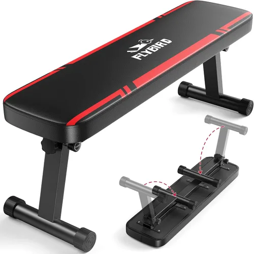 Vista 8 de FLYBIRD Foldable Flat Weight Bench For Home Gym, Sturdy Strength Training Workout Bench, Space-saving Bench Press Flat Exercise Bench, Easy to