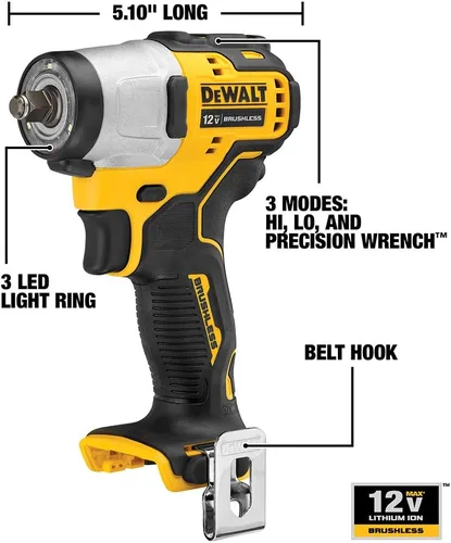 Vista 3 de DEWALT 12V MAX* Impact Wrench, Cordless, 3/8-Inch, Tool Only (DCF902B)