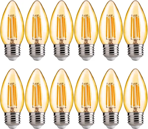 Vista 9 de FLSNT Bombillas LED de Araña Equivalentes a 40W, Bombillas LED Ámbar Regulables B11 E26 Base de Candelabro, 2200K Blanco Cálido, 330LM, Paquete de 6