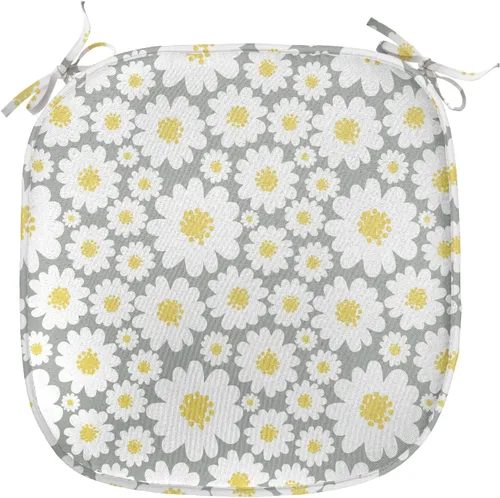 Vista 171 de Lunarable Juego de 4 cojines de asiento para silla, diseño de pétalos de flores de iris florecientes, arte de forma desgastada, acolchado de asiento