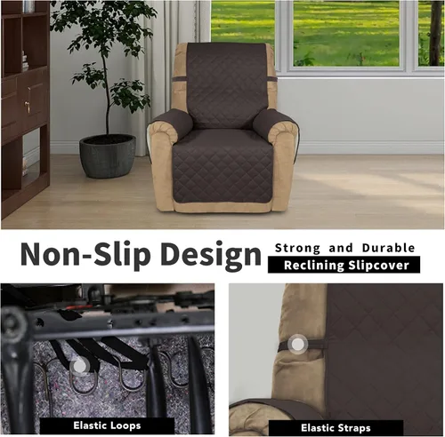 Vista 532 de Easy-Going - Funda reversible para sofá reclinable, resistente al agua, protector de muebles con correas elásticas, para mascotas y niños