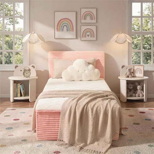 Vista 13 de Base de cama individual sin hueso con colchón, colchón de espuma viscoelástica de 16 pulgadas con plataforma tapizada de tela de felpa, no requiere