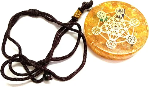 Vista 9 de Jet Metatron's Cube Merkaba 7 chakras con piedras de cristal, colgante de orgón de 2 pulgadas aproximadamente, collar generador de energía