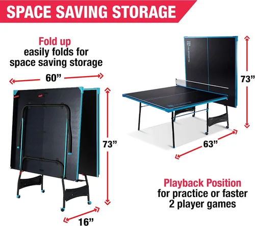 Vista 3 de MD Sports Table Tennis Tables Multiple Styles Ping Pong Tables, Foldable for Easy Storage with Nets Included, Perfect for Family Game Rooms