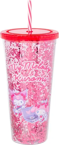 Vista 23 de Silver Buffalo Sanrio Hello Kitty - Taza de acero inoxidable con doble pared para soda con popote abatible, 11.8 onzas