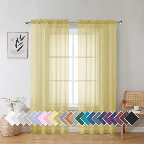 Vista 110 de Aiyufeng 2 paneles de cenefa transparente negra de 14 pulgadas de largo, cortinas cortas para dormitorio, cortinas de cocina para ventana pequeña