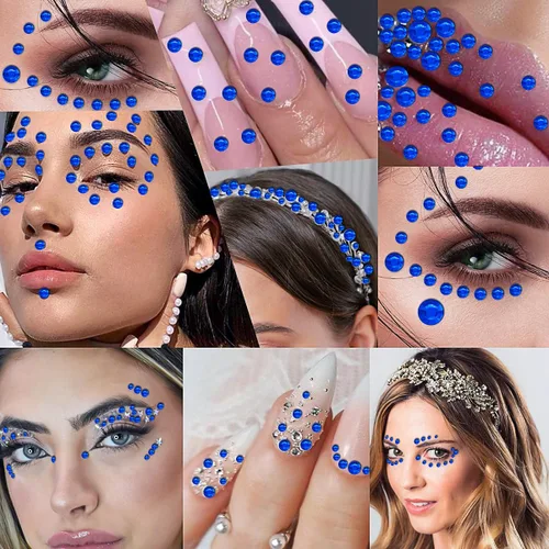 Vista 6 de 3090 calcomanías autoadhesivas de diamantes de imitación azul oscuro, joyas para el cabello, joyas para el rostro, gemas para los dientes, gemas