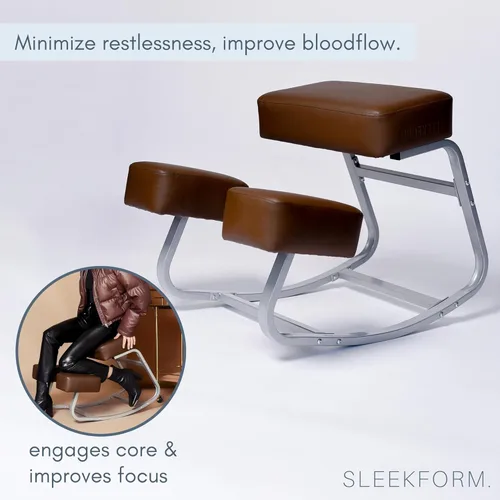 Vista 4 de Sleekform Silla ergonómica de rodillas – Taburete mecedor de escritorio para un cómodo apoyo de postura en casa – Cojines de metal, resistentes