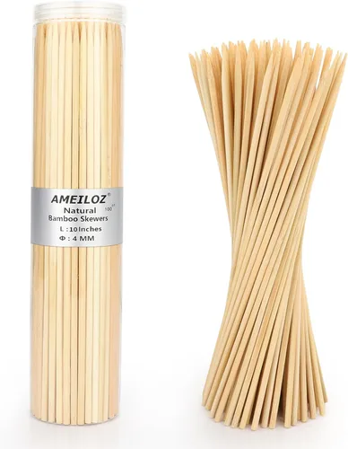 Vista 9 de Pinchos de barbacoa de madera de bambú natural de 12 pulgadas para kabob, aperitivo, fruta, salchicha, fuente de chocolate, palito de brocheta