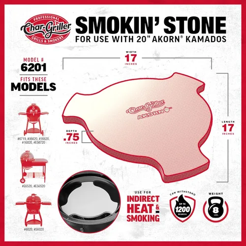 Vista 6 de Char-Griller 6201 AKORN Kamado Grill Piedra para ahumar, Marfil