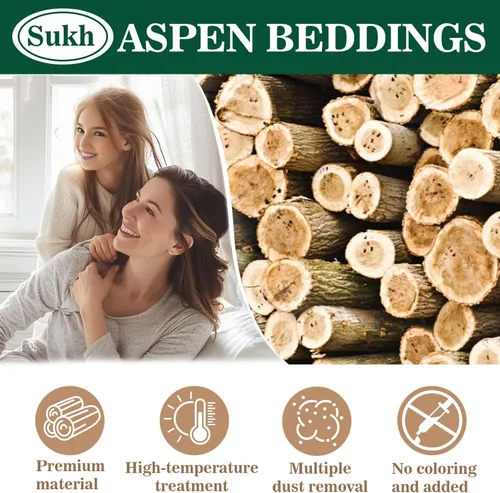 Vista 3 de Sukh Ropa de cama de hámster Aspen de 14 onzas – Aspen Shavings suministros para mascotas, ropa de cama y arena para conejillo de indias, conejo