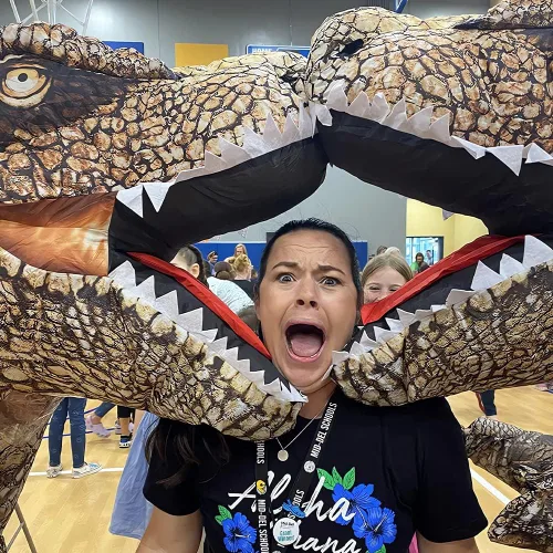 Vista 3 de KOOY Disfraz inflable,Dinosaurio T REX de Halloween para niños,Trajes inflables de cuerpo completo