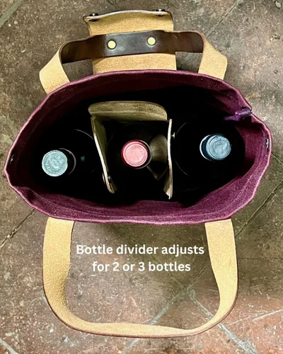 Vista 5 de Vinarmour® Double Magnum Leather - Bolso de vino de algodón encerado, color borgoña
