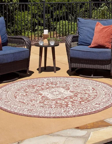 Vista 20 de Unique Loom Outdoor Aztec Collection Alfombra de área, Chalca (7 pies 10 pulgadas, cuadrada, azul/marfil)