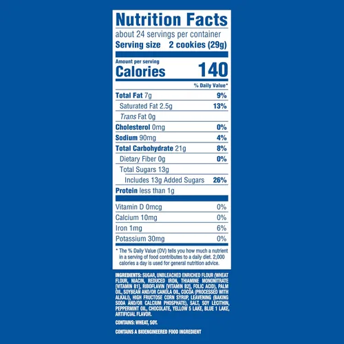 Vista 6 de OREO Galletas sándwich de chocolate con crema de menta, tamaño de fiesta, 24.95 onzas