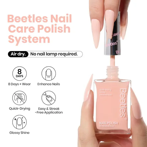 Vista 2 de Beetles - Esmalte de uñas Bubble Bliss, 2 en 1, fortalecedor de uñas, esmalte de crecimiento de uñas, capa base para uñas delgadas dañadas, uñas