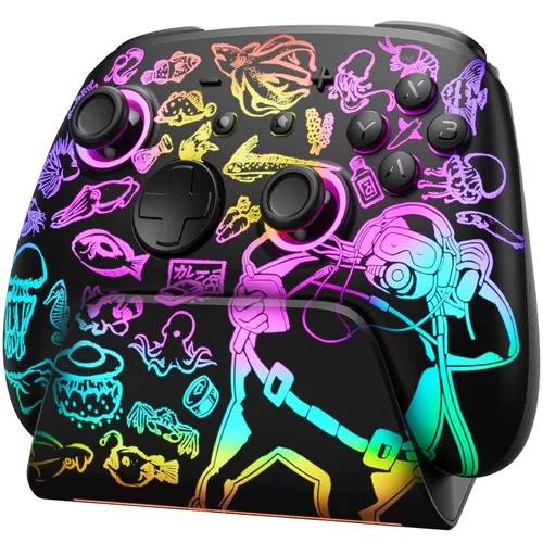 Switch 2 Pro Controller with Charging Dock for Nintendo Switch2/1/OLED, Luminex Wireless Controller with One-Key Wake Up/Hall Effect/7 LED