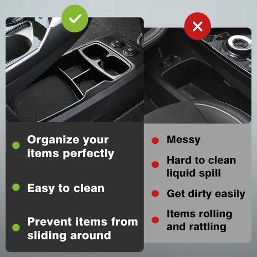 Vista 6 de BestEvMod Bandeja organizadora de consola central inferior compatible con Kia EV6 2022-2026, caja de almacenamiento de accesorios interiores