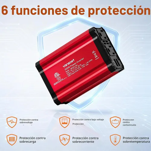 Vista 6 de Inversor de corriente de coche 400W para vehículos DC 12V a AC 110V