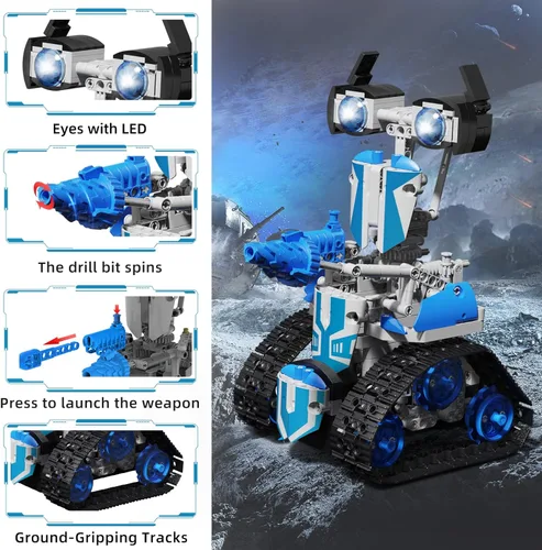 Vista 3 de Proyectos STEM para niños de 8 a 12 años, juguete robot programable con control remoto y aplicación Kit educativo de ciencia de construcción
