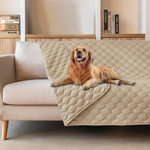 Vista 64 de gogobunny Funda de cama 100 % impermeable de doble cara para perro, manta para mascotas, sofá, protector de muebles para niños, perros y gatos, Azul