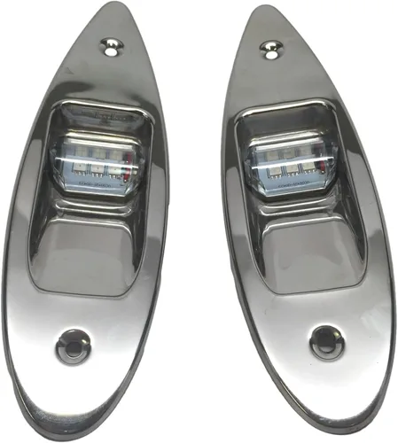 Pactrade Marine Par de luces de navegación para barco, luces LED de montaje empotrado, luces laterales de ojo de tiburón rojo y verde, luces de