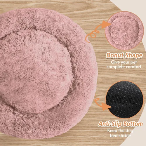 Vista 204 de JOLLYVOGUE Cama Calmante para Perros Pequeños - Cama para Perros Pequeños en Forma de Dona Lavable de 23 Pulgadas para Gatitos y Cachorros, Camas