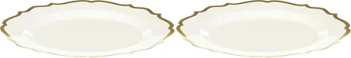 Vista 6 de Blue Sky Contemporary Collection - Platos de plástico blancos con borde dorado, vajilla desechable de 7.5 pulgadas (10 unidades) para eventos