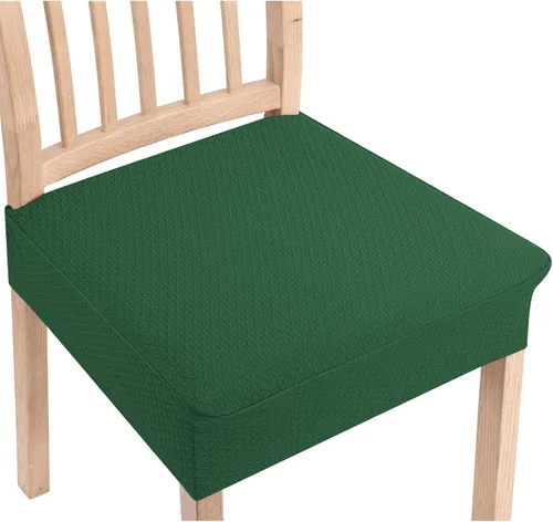 Vista 17 de Smiry Juego de 2 fundas de asiento elásticas de jacquard para sillas de comedor, extraíbles y lavables, sin fundas traseras, color aguamarina