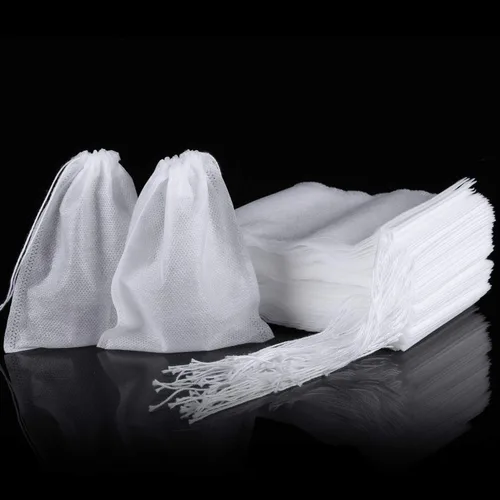 Vista 2 de 300 bolsas de filtro de té con cordón, bolsas de filtro de algodón vacías desechables para té suelto (3.94 x 3.15 pulgadas)