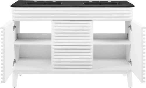 Vista 117 de Modway Render - Tocador de baño de 36 pulgadas en blanco nogal Nogal / fregadero blanco