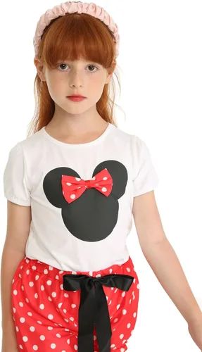 Vista 4 de Mud Kingdom Girls Outfits Cute Cartoon Polka Dots Summer Holiday Clothes Sets