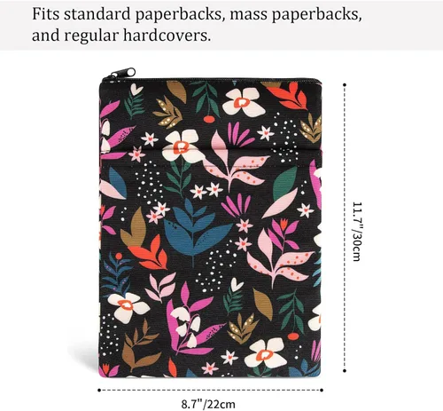 Vista 6 de Funda para Libros Cubiertas de Libros Protector de Libros con Estampado Floral con Cremallera Tela Lavable para Adolescentes Adultos Amantes