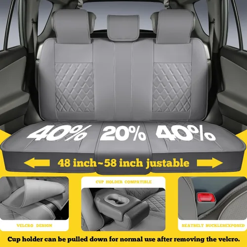 Vista 5 de LINGVIDO Fundas para Asientos de Automóvil – Juego Completo de Cuero Nappa Premium para Asientos Delanteros y Traseros, Duraderas, Cómodas, Fáciles