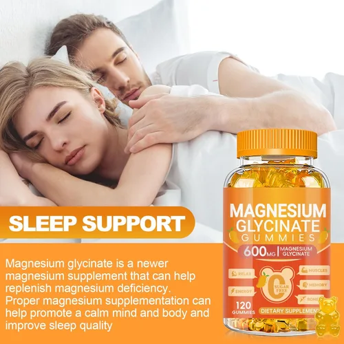 Vista 7 de Gomitas de Glicinato de Magnesio 600mg, Gomitas masticables libres de azúcar de Potasio y Magnesio con Glicinato de Magnesio, Vitamina D, B6 y CoQ10