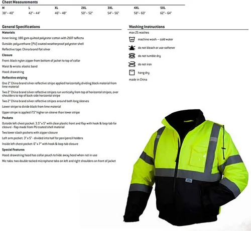 Vista 7 de Pyramex RJ32 Series Waterproof Hi-Vis Orange Lime Bomber Jacket with Quilted Lining - Size Large