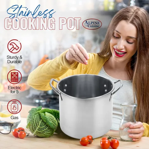 Vista 5 de Aramco AI14437-12 Alpine Cuisine - Olla de acero inoxidable, 12 cuartos de galón