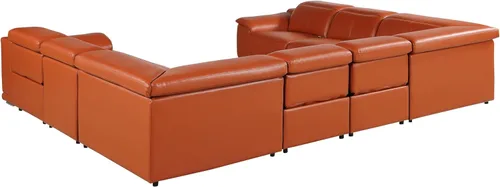 Vista 320 de BlackJack Furniture Venice - Sofá modular de cuero italiano de grano superior de 5 piezas con 3 reclinables eléctricos, reposacabezas ajustable