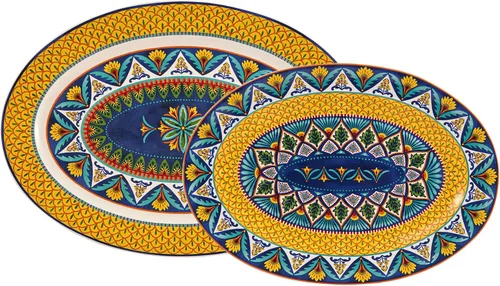 Vista 7 de Bico Autumn Birds - Juego de 2 bandejas ovaladas de 16 más 14 pulgadas, aptas para microondas y lavavajillas, para servir pescado, pollo, pavo