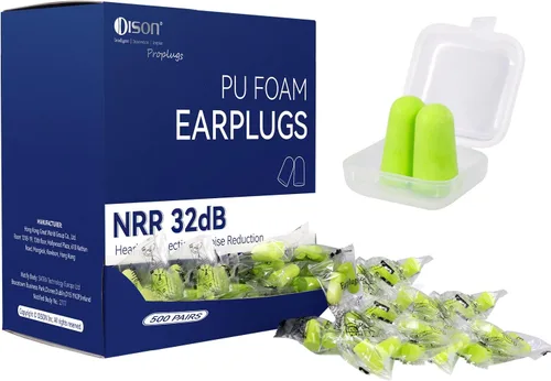 Vista 10 de 200 pares de tapones para los oídos de espuma, tapones desechables de reducción de ruido de 32 dB, tapones para los oídos de protección auditiva a