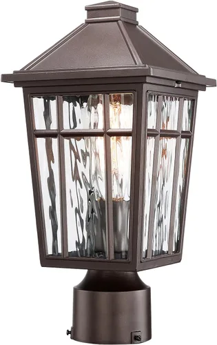 Darkaway Luces de Poste para Exteriores Accesorio de Luz de Poste de Lámpara, Carcasa de Aluminio Impermeable con Vidrio de Efecto Ondas de Agua,