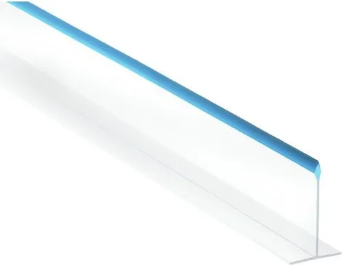 Vista 2 de Divisor de estante divisor de mariscos transparente con ribete azul en forma de T - 30 pulgadas de largo x 5 pulgadas de alto