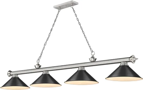 Vista 12 de Z-Lite 2306-4MB-MB15 Cordon Billar Colgante, 4 luces 240 vatios totales, negro mate