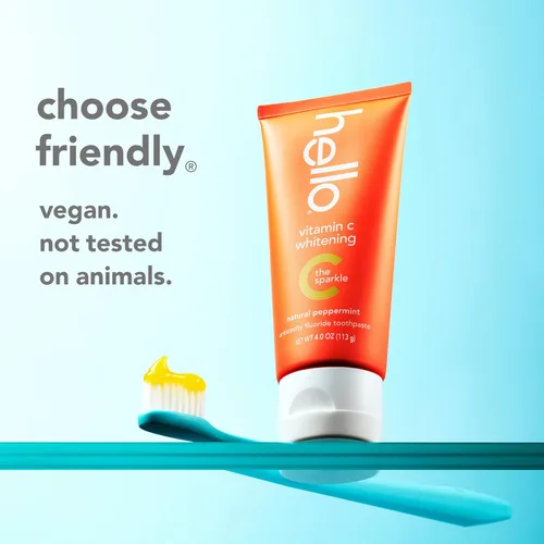 Vista 6 de Hello Pasta de dientes blanqueadora con vitamina C y flúor, pasta de dientes blanqueadora sin SLS, hasta 2 tonos más blancos, sin peróxido, segura