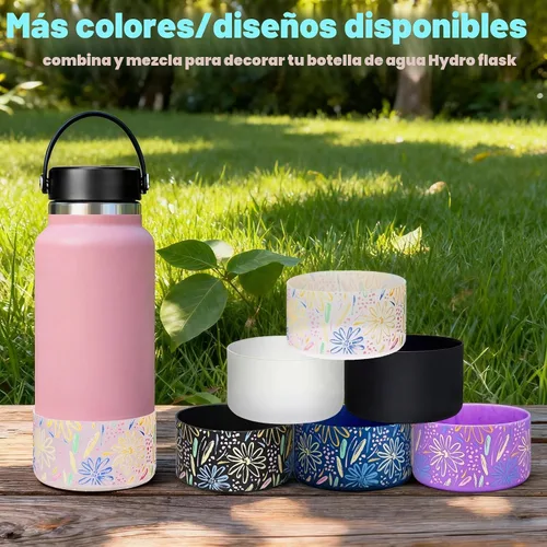 Vista 6 de WK IEASON Base protectora de silicona para botellas Hydro Flask de 12 a 24 onzas de ancho y boca estándar, funda antideslizante para accesorios de 2