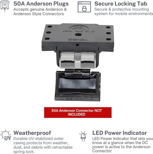Vista 2 de Trailer Vision Cajas de Batería de 50A Conector Rápido Cubierta Protectora de Montaje Compatible con Calibre 6-12 AWG Ensamblaje de Enchufe Anderson