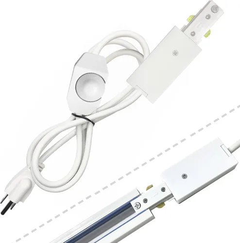 Vista 6 de Rieles de iluminación de riel tipo H, 1 unidad de 120 V de un solo circuito de 3 cables, riel blanco de 3.28 pies con conector adicional 1 I