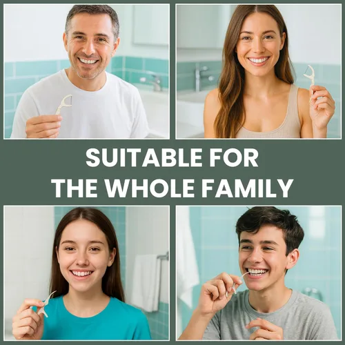 Vista 6 de Paquete de 75 palillos de hilo dental naturales – Palillos de hilo dental orgánicos biodegradables con hilo de carbón vegetal de bambú fuerte